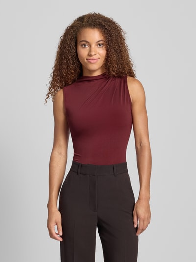 Pieces Shaped Fit Top mit Stehkragen Modell 'MADISON' Dunkelrot 4