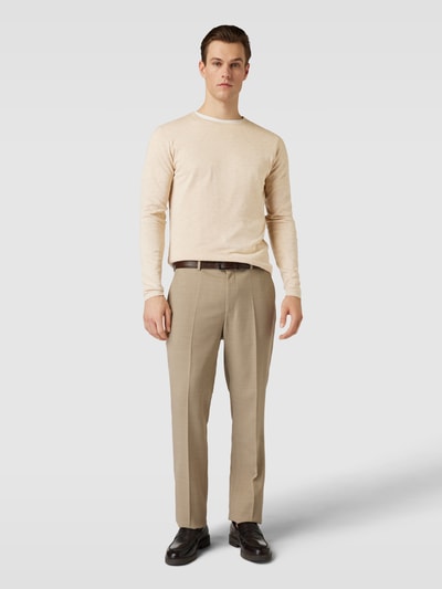 Christian Berg Men Strickpullover in unifarbenem Design  Sand Melange 1