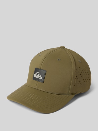 Quiksilver Baseballpet met labelpatch, model 'ADAPTED' Olijfgroen - 1