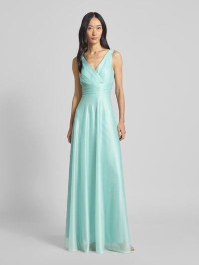 TROYDEN COLLECTION Abendkleid in Wickel-Optik Mint Melange 4