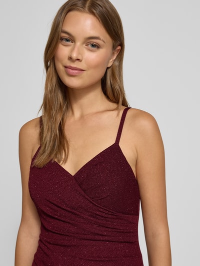 TROYDEN COLLECTION Avondjurk met V-hals en plooien Bordeaux - 3