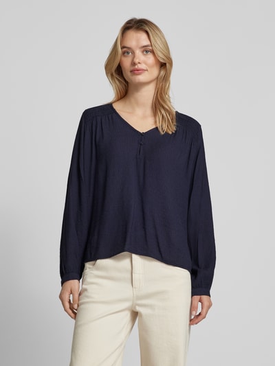 s.Oliver RED LABEL Blouse met lange mouwen en V-hals Marineblauw - 4