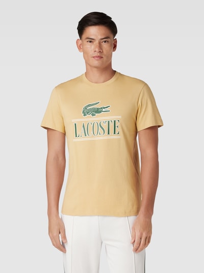 Lacoste T-shirt z nadrukiem z logo Beżowy 4