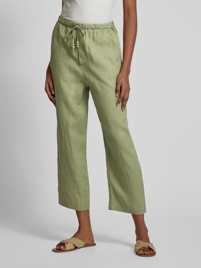 Mango Leinenhose in unifarbenem Design Schilf 4