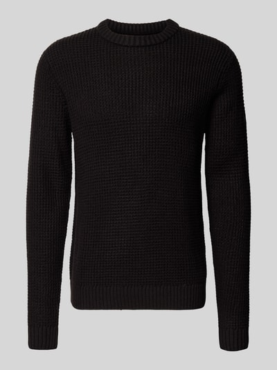 Jack & Jones Gebreide pullover met ribboorden, model 'LIAM' Zwart - 2