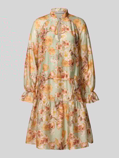 Christian Berg Cocktail Knielange cocktailjurk met strikceintuur Lindegroen gemêleerd - 2