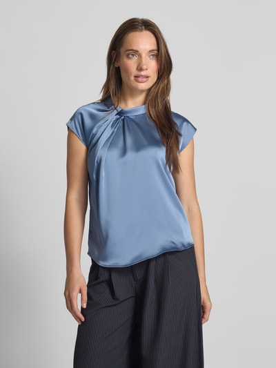 Neo Noir Blouseshirt van satijn met knoopdetail, model 'Fleur Drapy' Rookblauw - 4