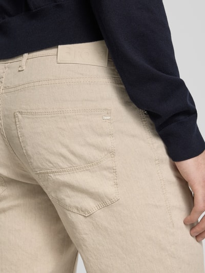 Brax Regular fit linnen broek in 5-pocketmodel, model 'CADIZ' Zand - 3