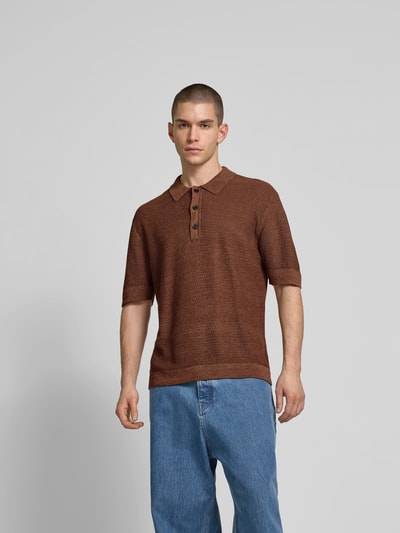 Wood Wood Relaxed Fit Poloshirt in Strick-Optik Dunkelblau 4