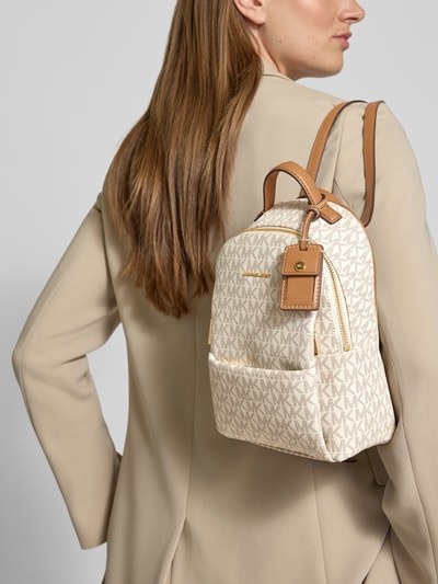 MICHAEL Michael Kors Plecak z nadrukiem z logo na całej powierzchni model ‘Sable’ Écru 1