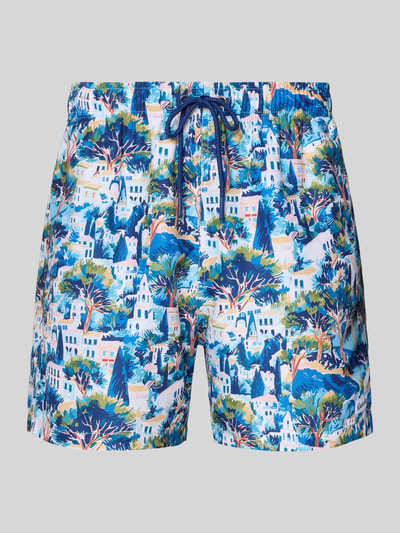 Produktfoto, Badehose im Allover-Look Modell 'Ameliano' von BOARDIES, Herren, Regular Fit, bunter Print mit elastischem Bund und Kordelzug