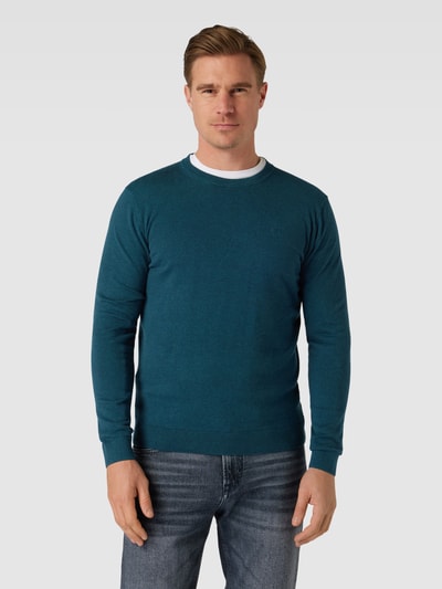 Tom Tailor Strickpullover mit Label-Stitching Petrol 4