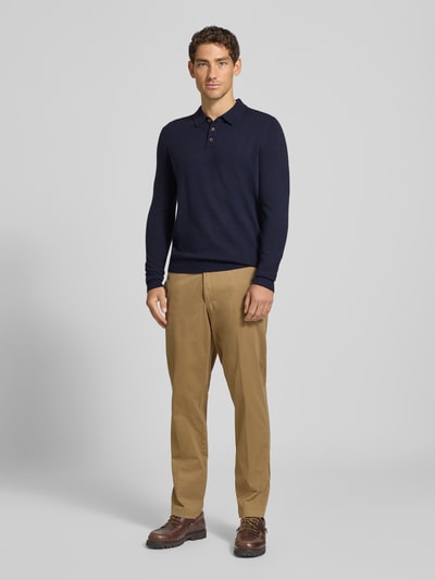 Christian Berg Men Slim Fit Strickpullover aus reinem Kaschmir mit Polokragen Marine 1