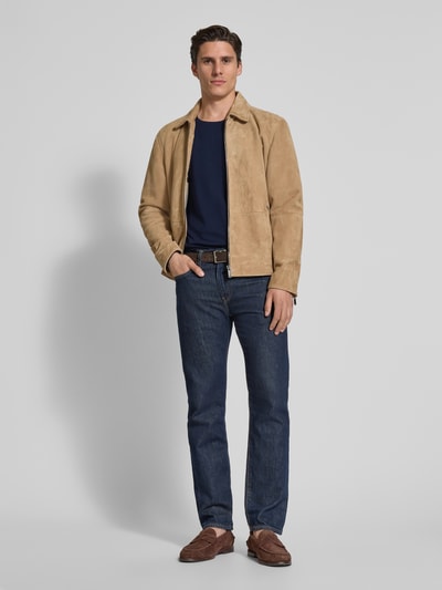 Casual Friday Slim fit shirt met lange mouwen en stretch, model 'Theo'  Marineblauw - 1