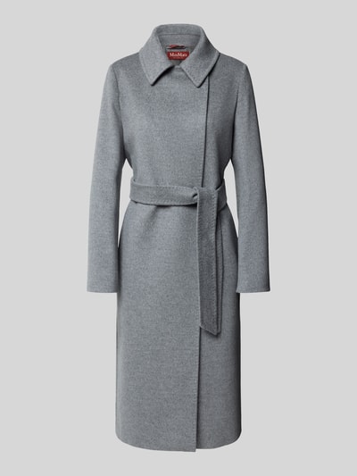 Max Mara Studio Regular Fit Robenmantel aus reiner Schurwolle Modell 'BCOLLAG' Mittelgrau Melange 2