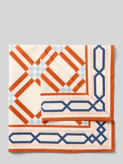 Produktfoto, Tuch aus reiner Baumwolle Modell 'NICOLAJ BANDANA' von SELECTED HOMME, geometryczny wzór, kremowe tło, pomarańczowe i granatowe linie