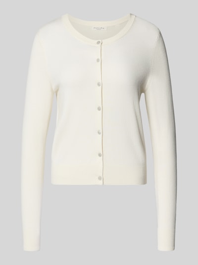 Produktfoto, Regular Fit Cardigan aus Viskose-Mix von Christian Berg Woman, okrągły dekolt, listwa guzikowa, długość tyłu 48 cm, długość rękawów 62 cm, kolor kremowy, gładka tekstura