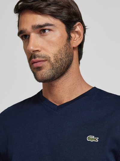 Lacoste T-Shirt mit Label-Stitching Modell 'Basic' Marine 3