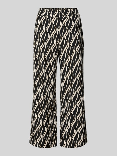 Produktfoto, Culotte mit Allover-Muster und elastischem Bund von Betty Barclay, Material-Mix mit Stretch-Anteil, Loose-Fit, schwarz-beige, Bundweite 38 cm, Innenbeinlänge 68 cm, Größe 36, strukturierte Oberfläche