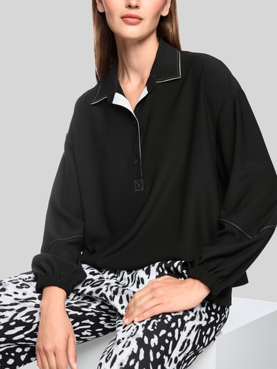 Marc Cain blouse met lange mouwen met contrasterende kraagafwerking Zwart - 6