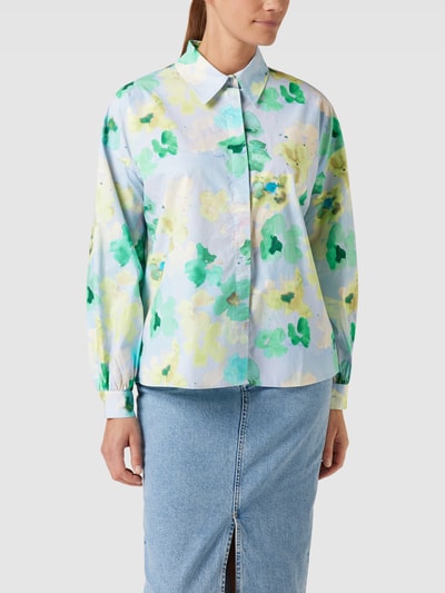 Armedangels Blouse met all-over motief, model 'DAAPHNA AQUA FLORAL' Lichtblauw - 4