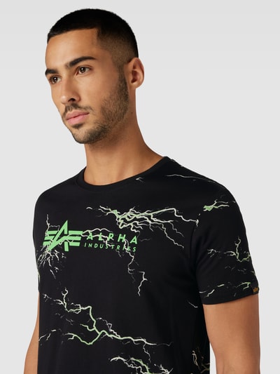 Alpha Industries T-shirt met labelprint Metallic zwart - 3