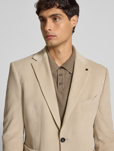 Zuitable Slim Fit 2-Knopf-Sakko aus Cord mit Reverskragen Beige 3