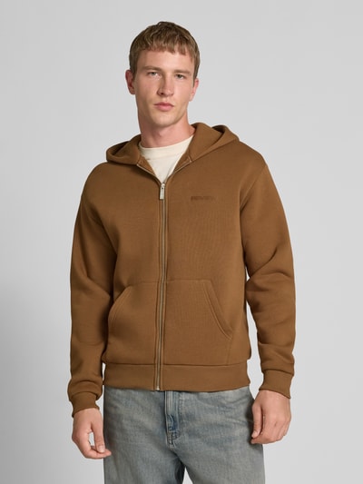 REVIEW Regular fit sweatjack met logo-applicatie Middenbruin - 4