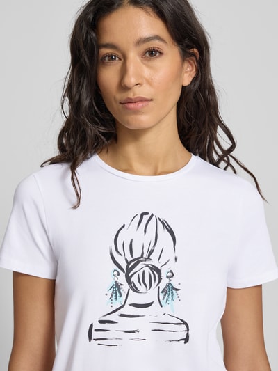 More & More T-shirt met motiefprint en ronde hals Wit - 3