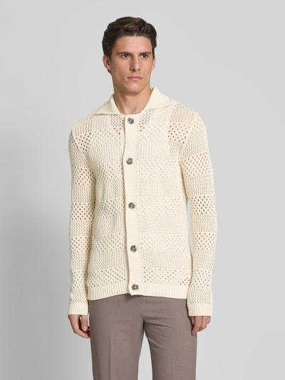 Lindbergh Cardigan mit Lochmuster Modell 'Crochet' Offwhite 4