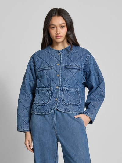 EDITED Steppjacke mit Druckknopfverschluss Modell 'Margo' Jeansblau 4