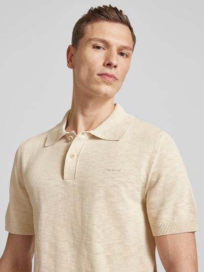 Gant Poloshirt in effen design Zand - 3