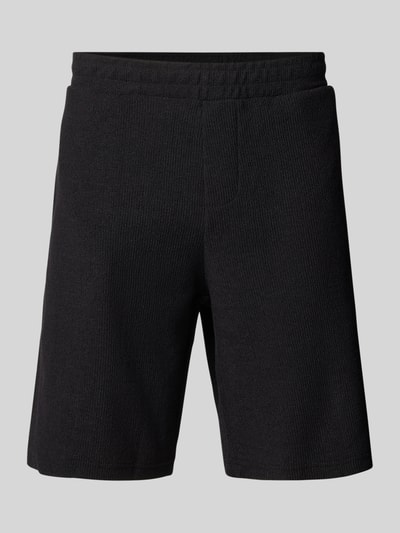 REVIEW Regular fit sweatshorts met structuurmotief Zwart - 1