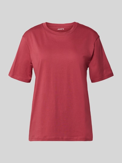 Produktfoto, T-Shirt aus Bio-Baumwolle von Jake*s Casual, czerwony kolor, prosty krój, okrągły dekolt, krótki rękaw, długość tyłu w rozm. S: 58 cm
