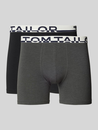 Tom Tailor Obcisłe bokserki o kroju slim fit z napisem z logo w pasie Antracytowy 1