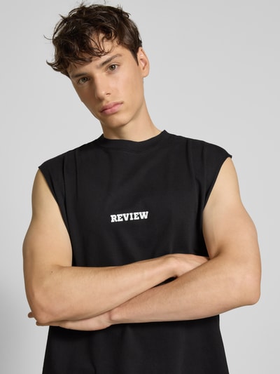 REVIEW Tanktop met labelprint Zwart - 3