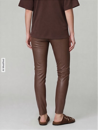 Raffaello Rossi Slim Fit Kunstlederhose aus Viskose-Mix Modell 'RESA' Taupe 5