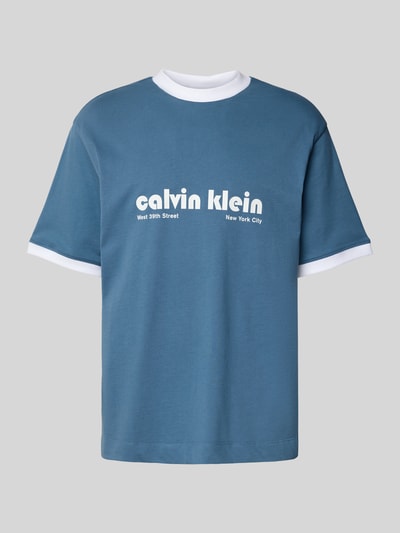 Calvin Klein Jeans T-shirt z nadrukiem z logo Jeansowy niebieski 2