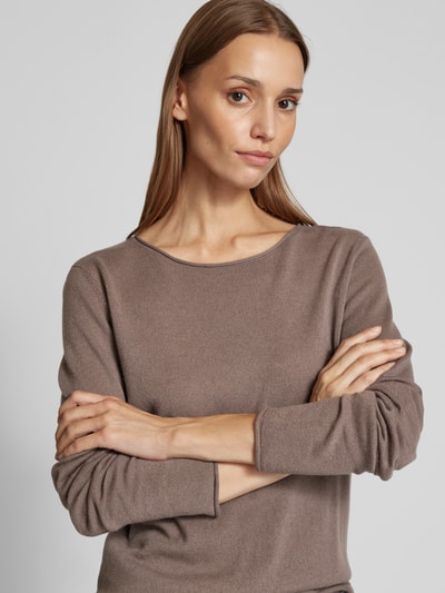 Fynch-Hatton Pullover aus Woll-Mix mit Label-Detail Taupe 3