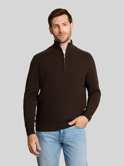 Tom Tailor Regular fit pullover met schipperskraag Donkerbruin - 4