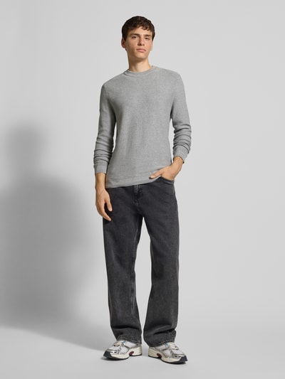 Superdry Sweter z dzianiny z prążkowanymi wykończeniami Jasnoszary 1