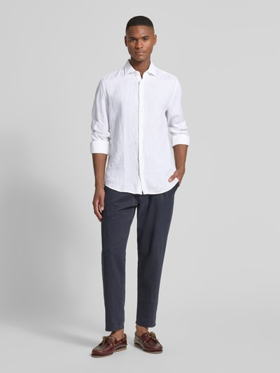 SEIDENSTICKER Slim Fit Business-Hemd aus Leinen mit Kentkragen Weiss 1