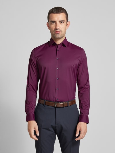 Jake*s Slim fit zakelijk overhemd met kentkraag Prune - 4