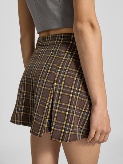 Review Spódnica mini z plisami Ciemnobrązowy 3