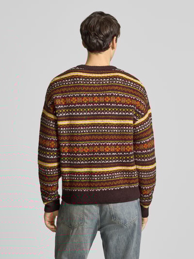 REVIEW Regular fit pullover met wol in gebreide look Donkerbruin - 5