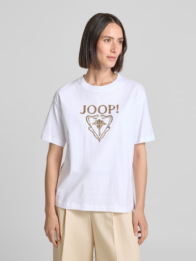 JOOP! T-Shirt mit Label-Paillettenbesatz Modell 'TOMMA' Weiss 4
