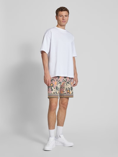 Only & Sons Regular Fit Jacquardshorts mit floralem Muster Modell 'DUKE' Petrol 1