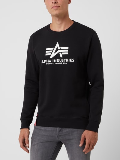 Alpha Industries „BASIC SWEATER” z nadrukiem z logo  Czarny 4