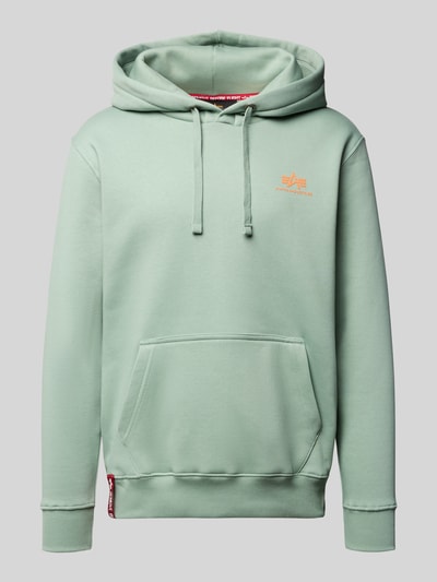 Alpha Industries Hoodie met logo en kangoeroezak Mintgroen - 1