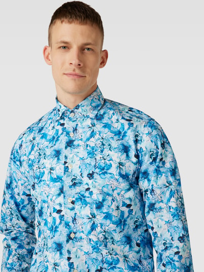 Fil Noir Regular Fit Business-Hemd mit floralem Muster Modell 'Treviso' Blau 3